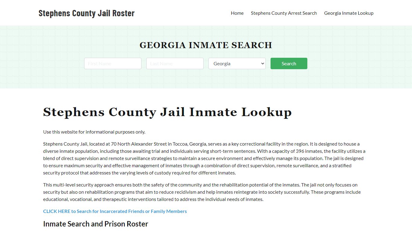 Stephens County Jail Roster Lookup, GA, Inmate Search